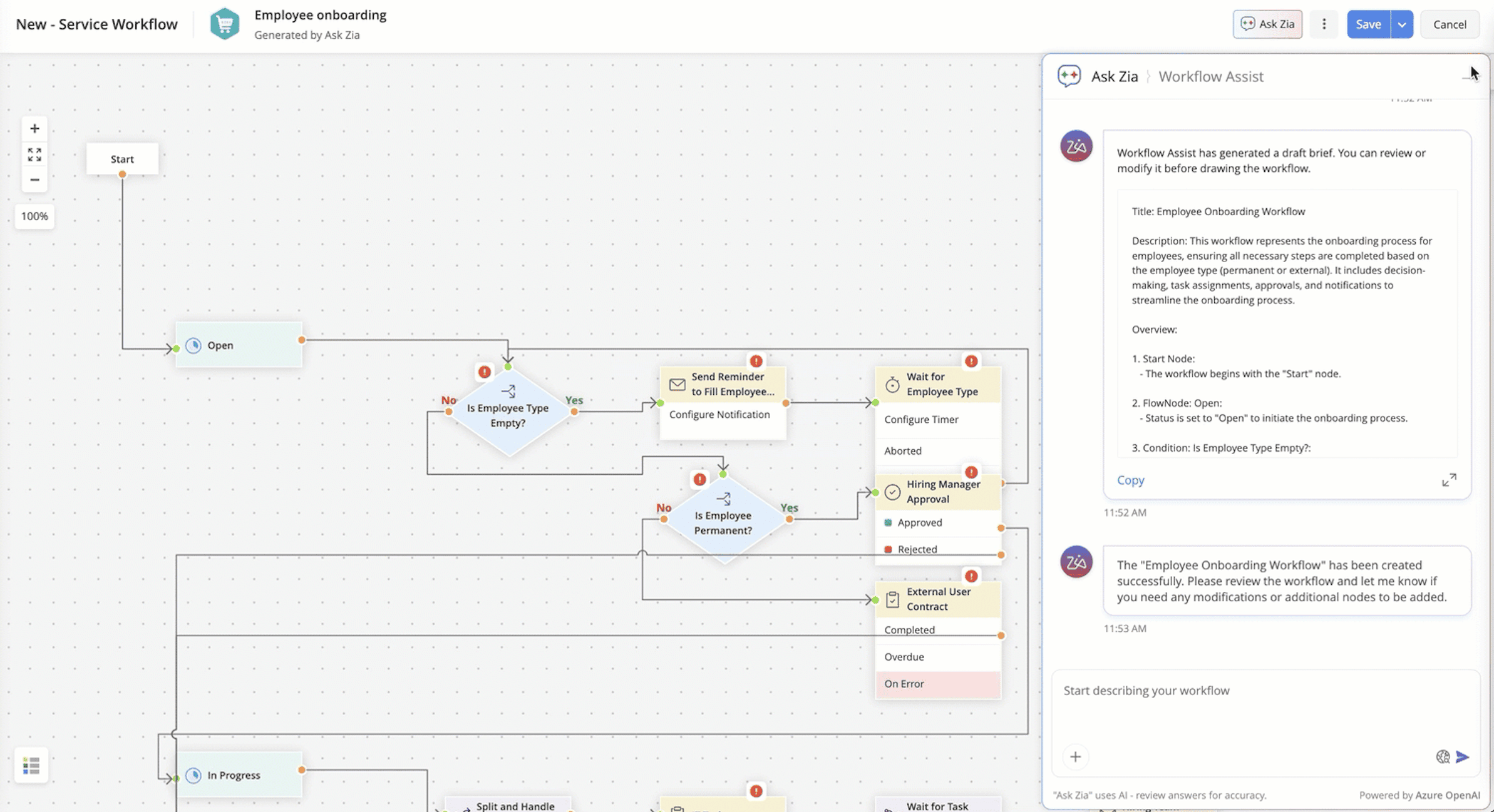 Zia workflow assistance