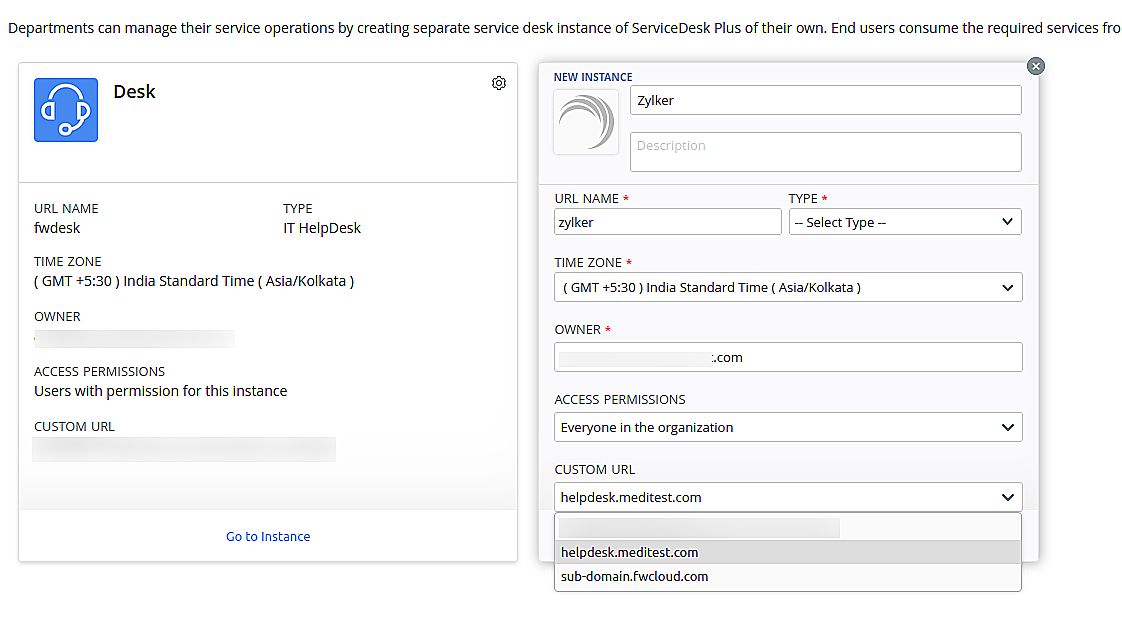 custom url with an instance