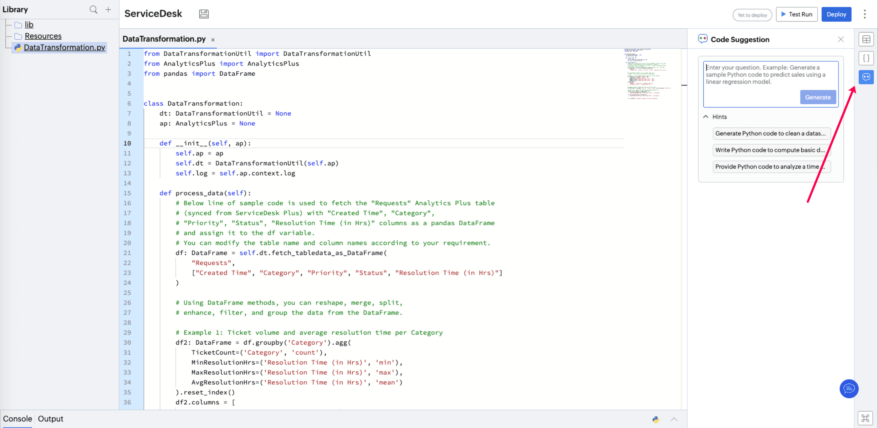 Zia Code Suggester