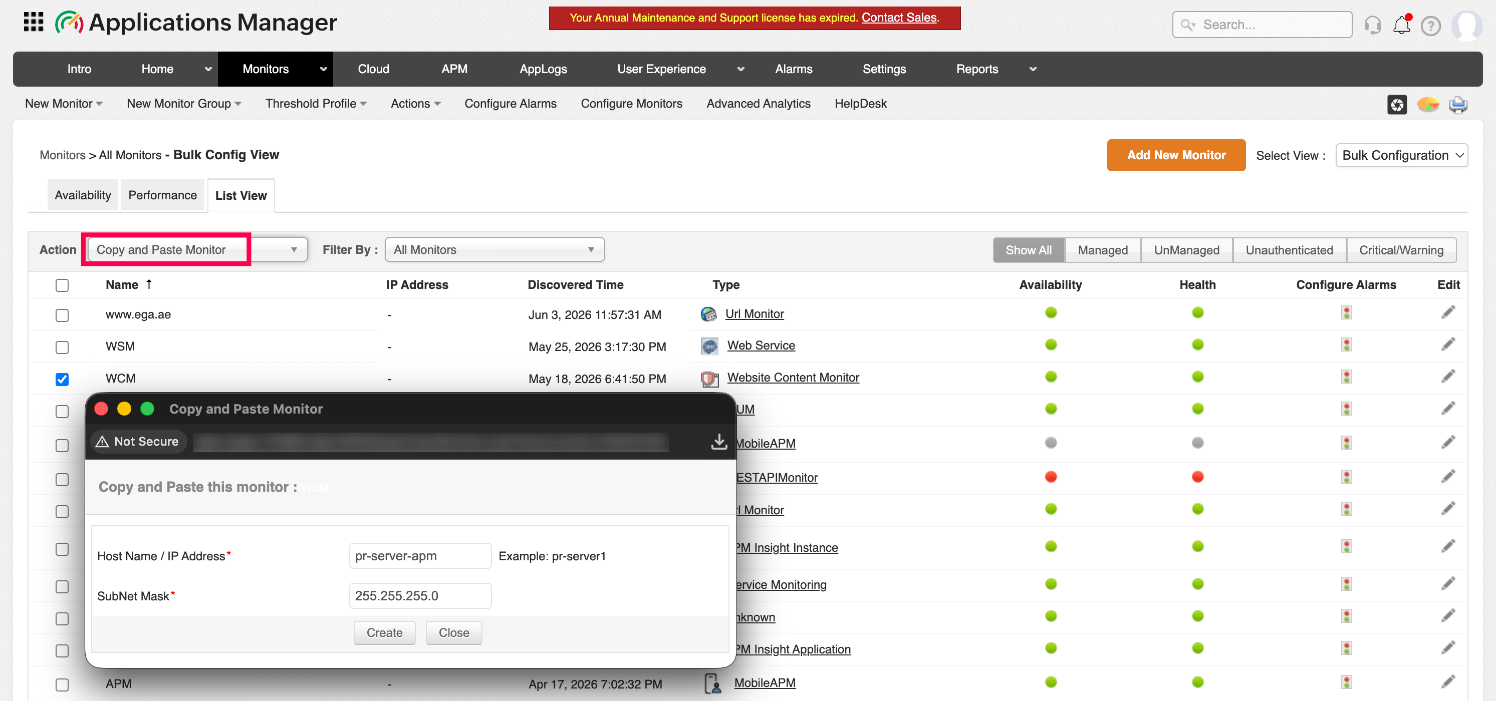 Bulk Configuration - Copy and Paste Monitor Bulk Configuration - Copy and Paste Monitor