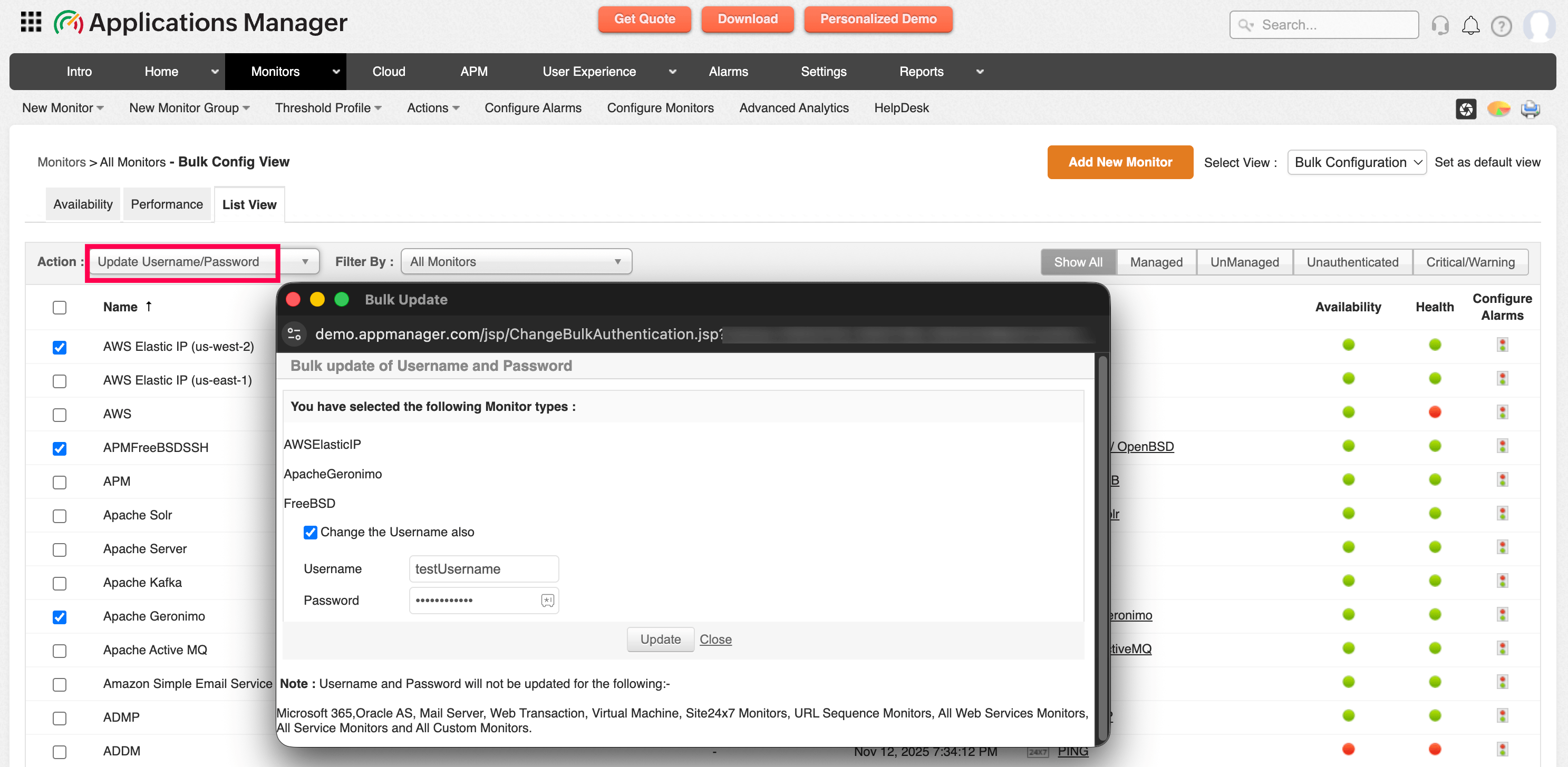 Bulk Configuration - Update Username/Password Bulk Configuration - Update Username/Password
