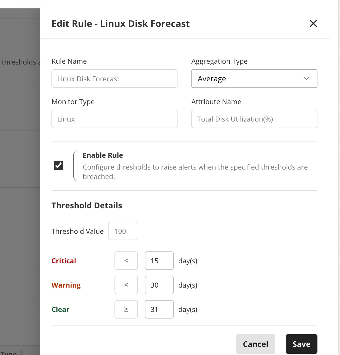 Forecast Alerting - ManageEngine Applications Manager