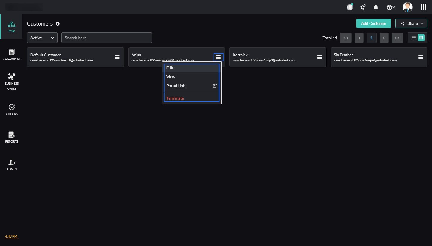 Edit Customer Portal Edit Customer