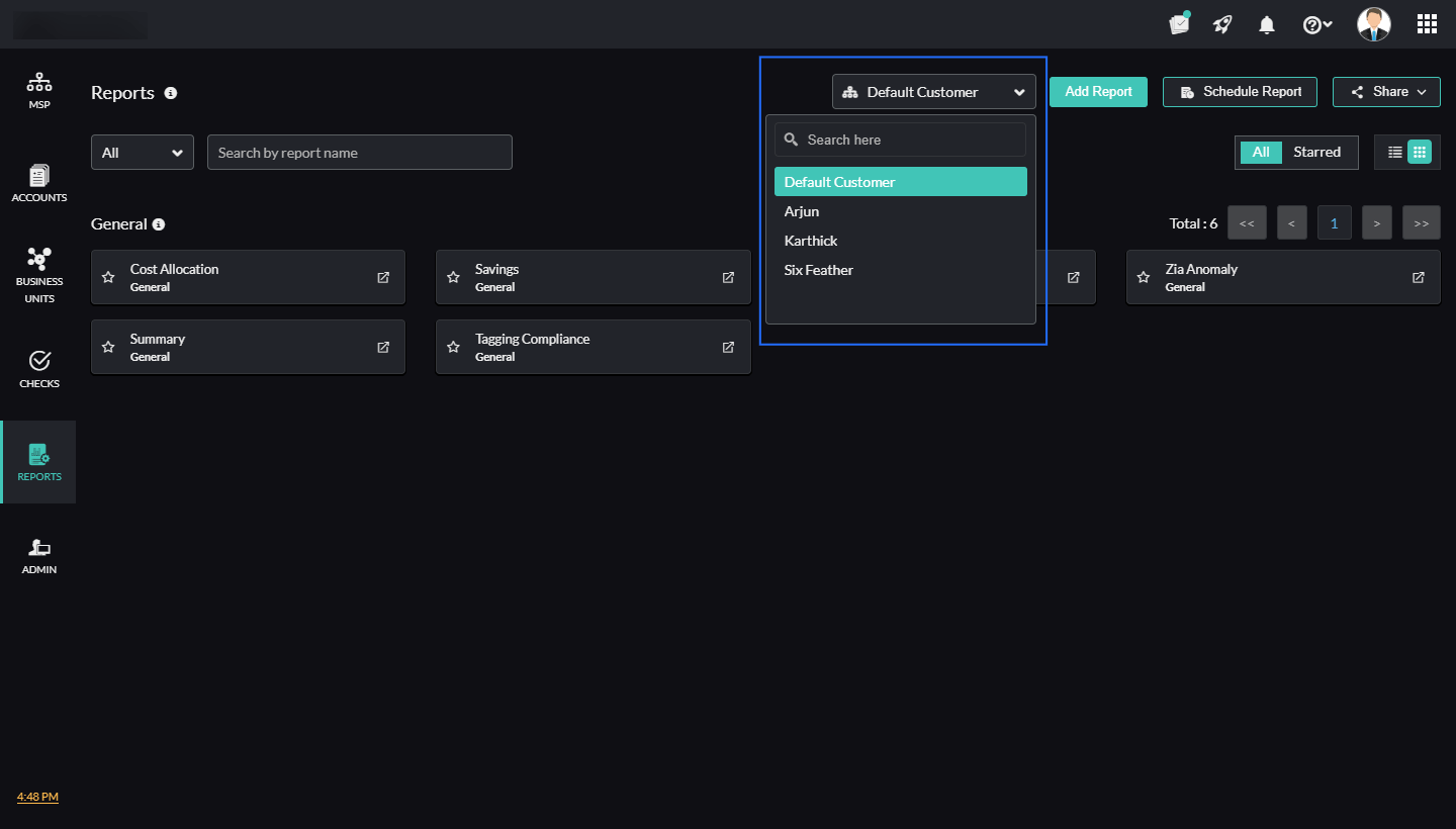 Switch Customer Account Switch customer account