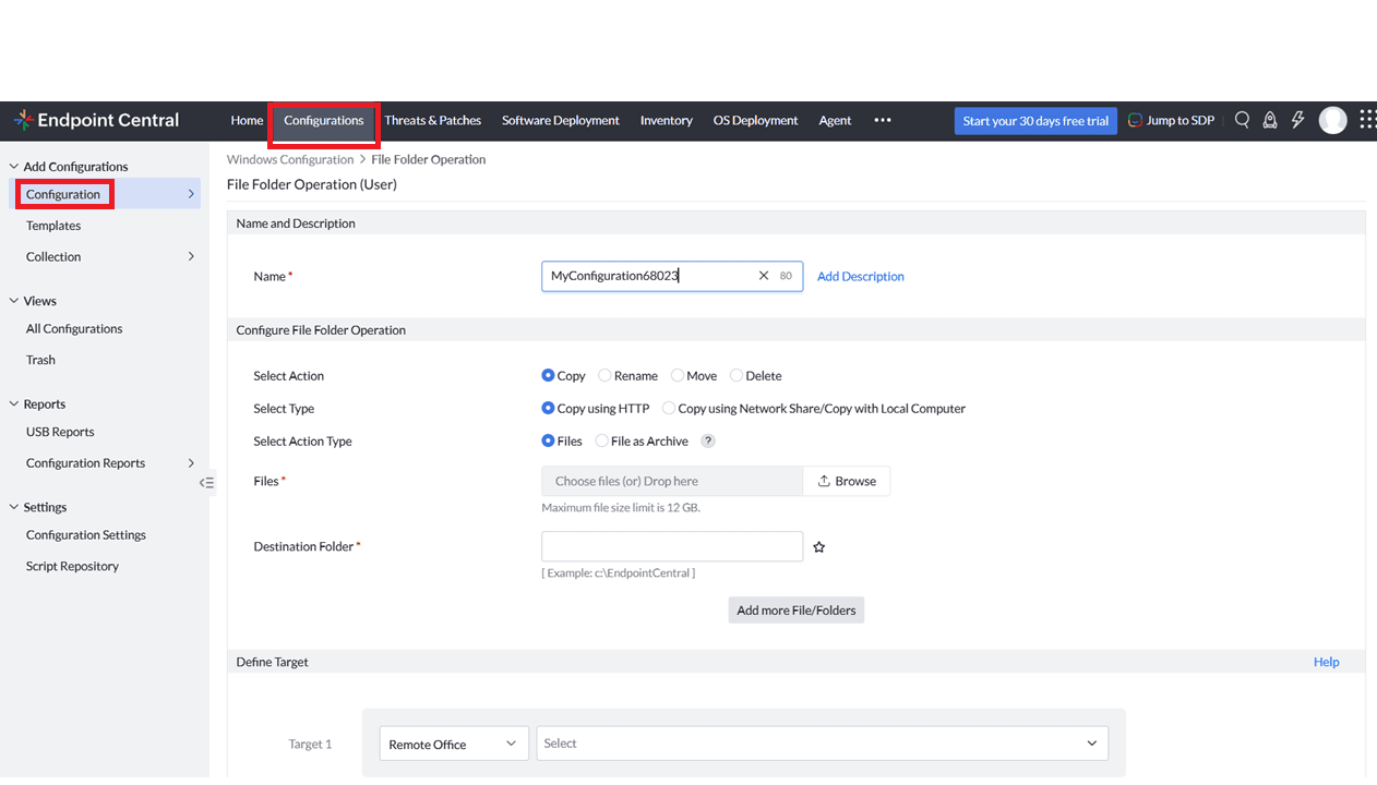 Configure File Folder Operation Configure File Folder Operation