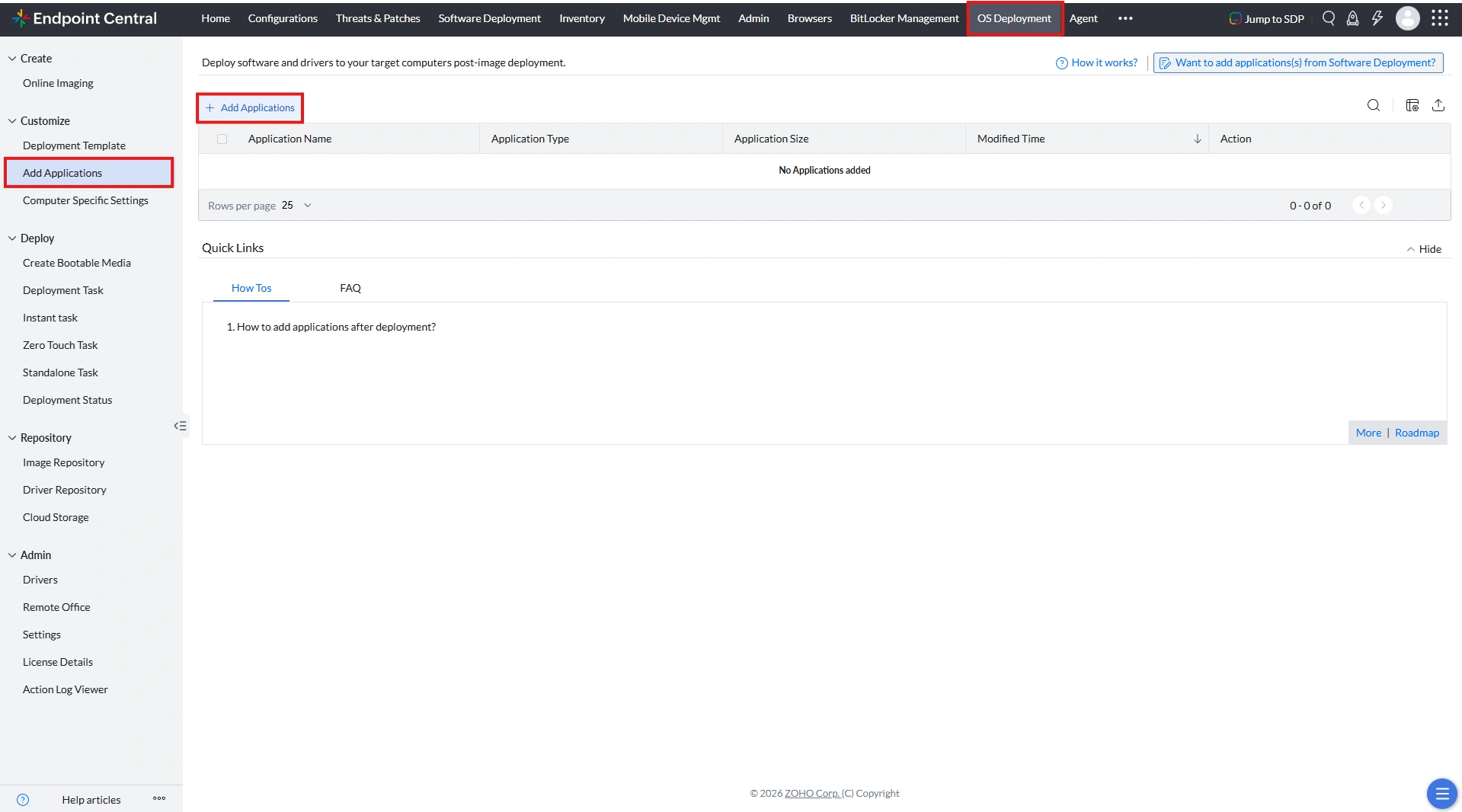 add-applications-nav Navigation option for adding applications