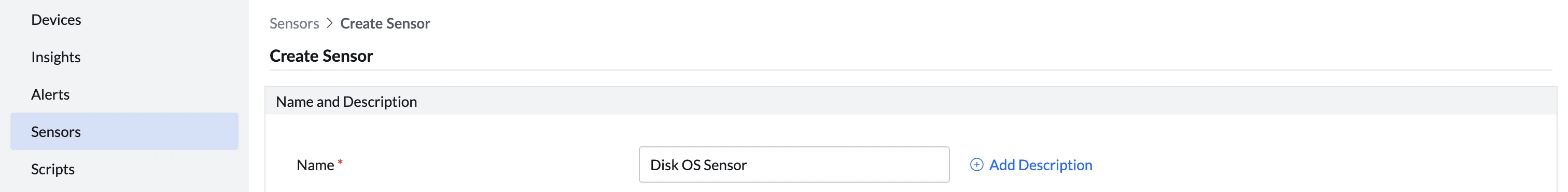 Define sensor details in Endpoint Central