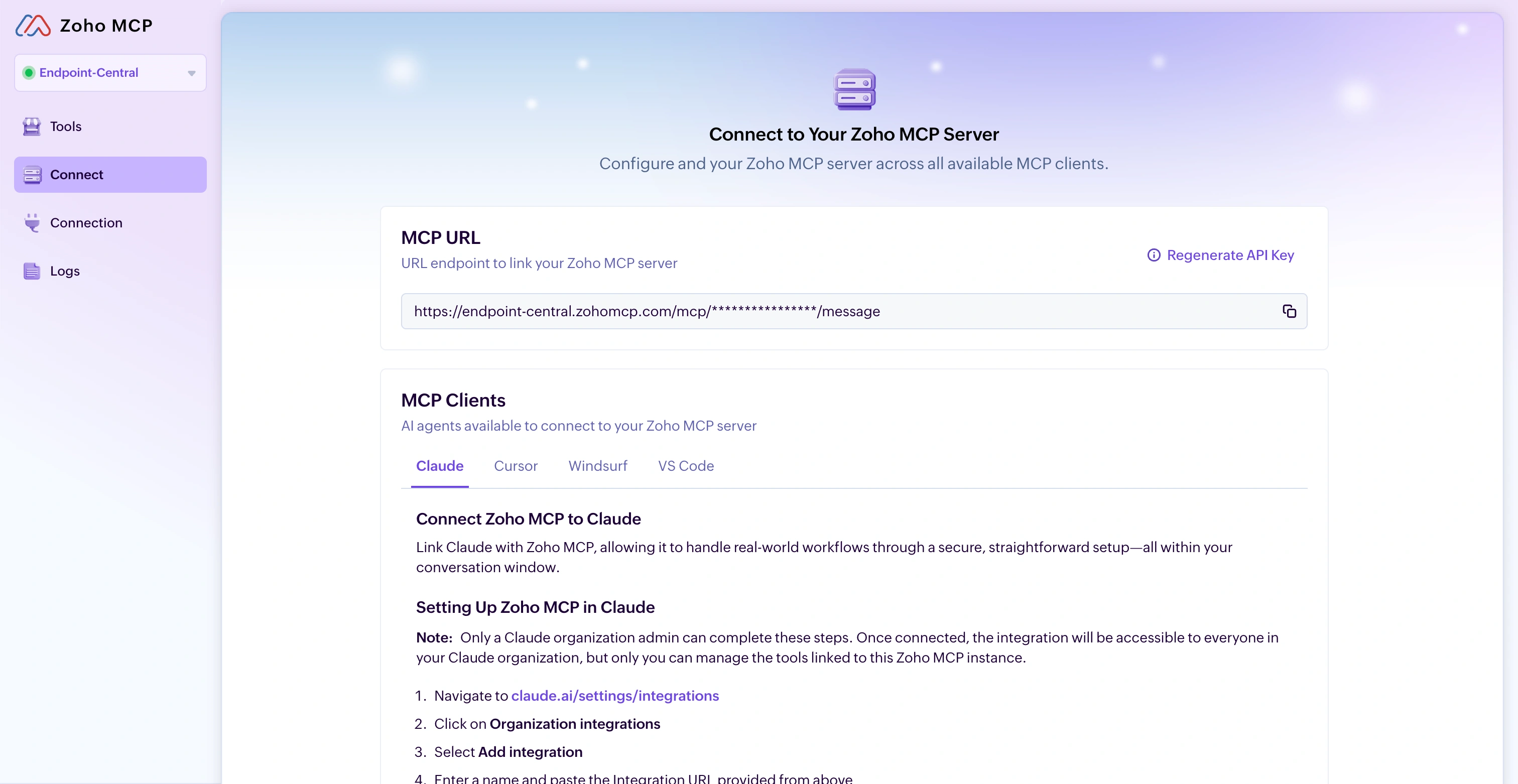Copy MCP Server URL