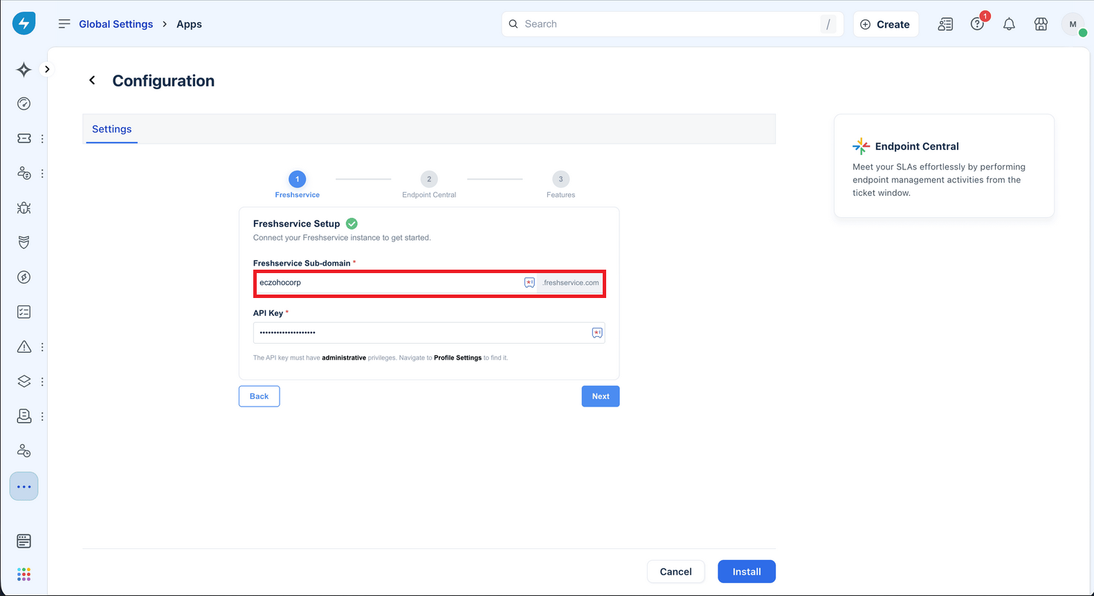 freshservice-apikey-1 Freshservice API key configuration