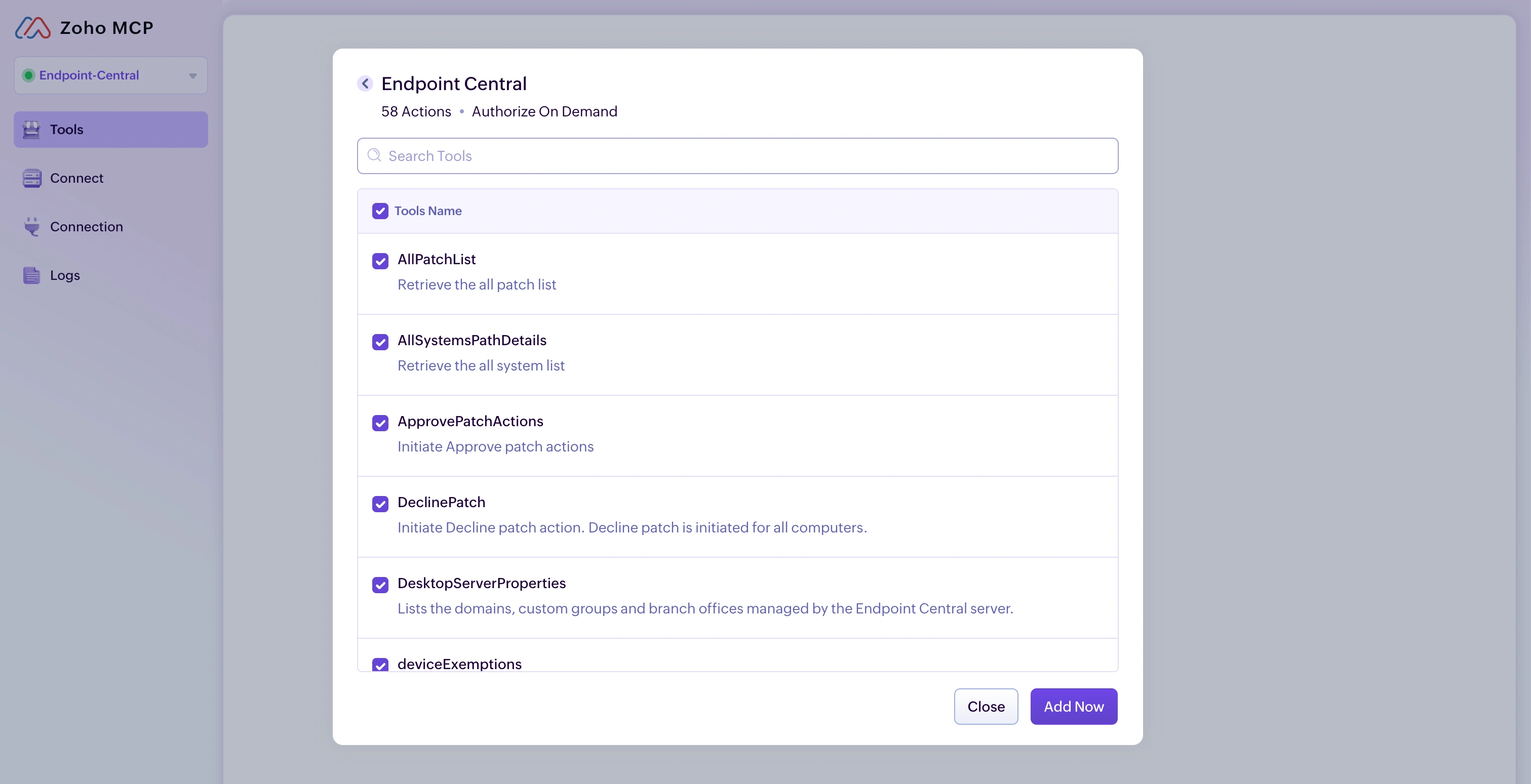 Addition of Endpoint Central Tools