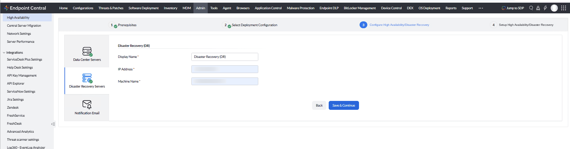 Disaster Recovery (DR) server details (3-node)