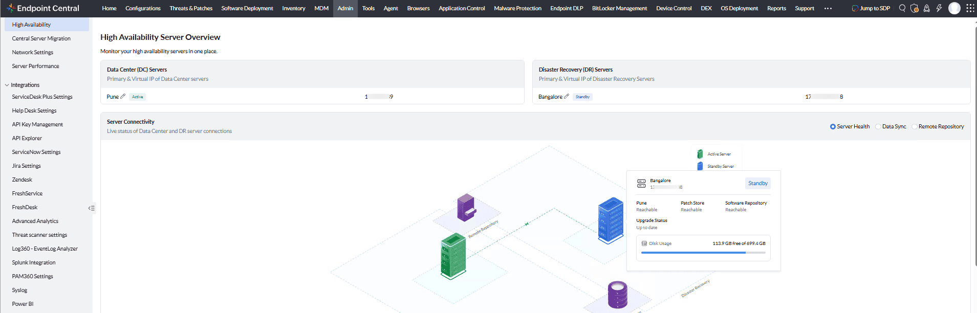 DR Server Overview — Pune (Active), Bangalore (Standby)
