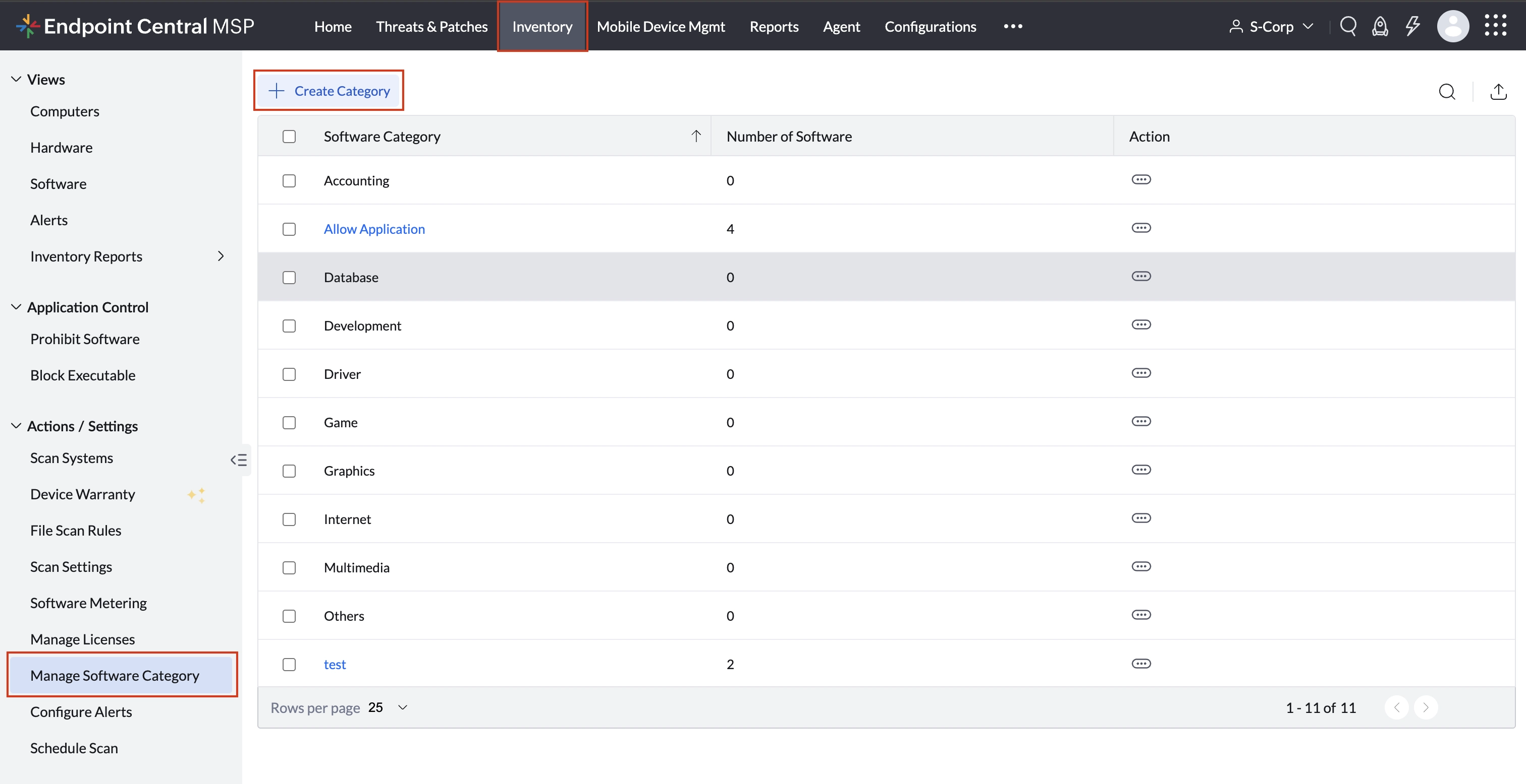 Manage Software Categories Manage Software Categories