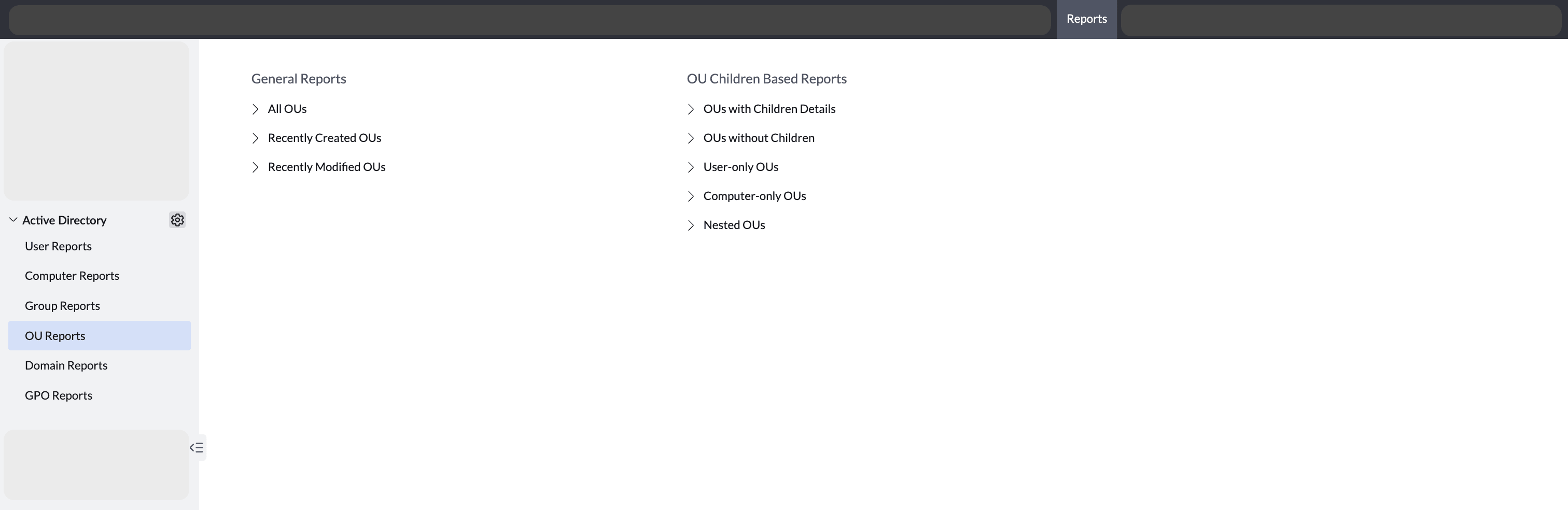 Types of AD OU reports