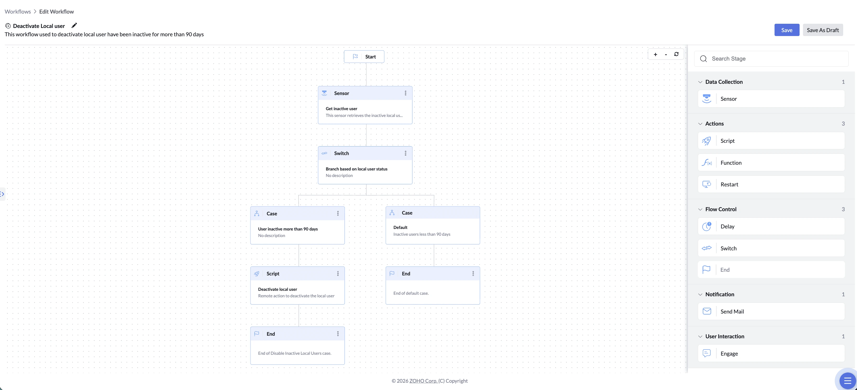 Deactivate inactive local users workflow Workflow that detects and deactivates local users inactive for more than 90 days.