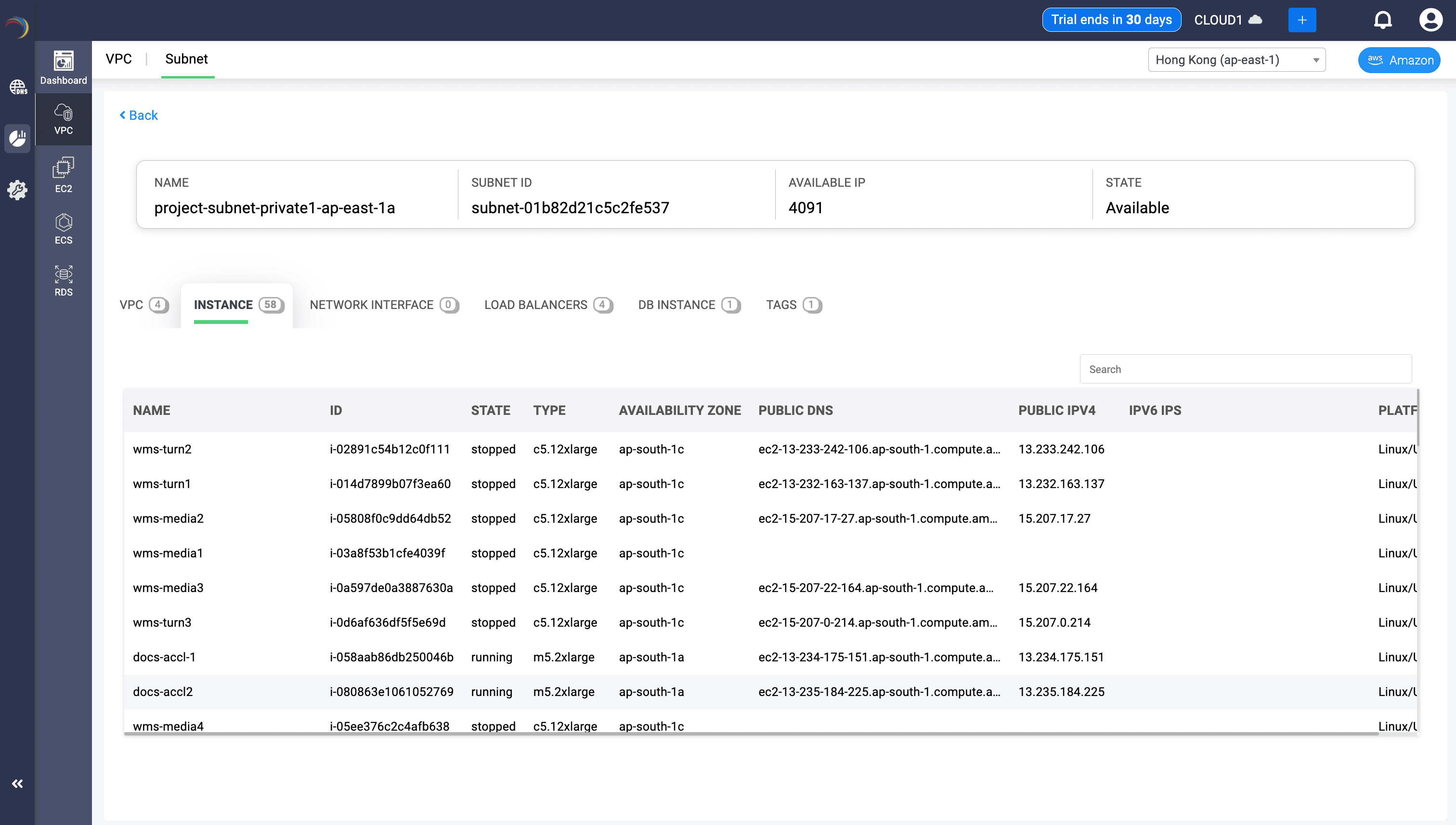 DDI Central Load Balancer View
