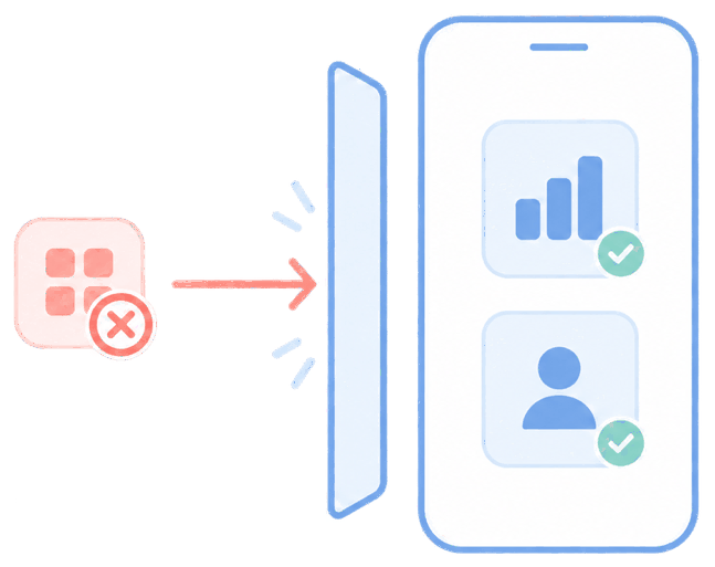 Approved apps allowed while unlisted apps are blocked