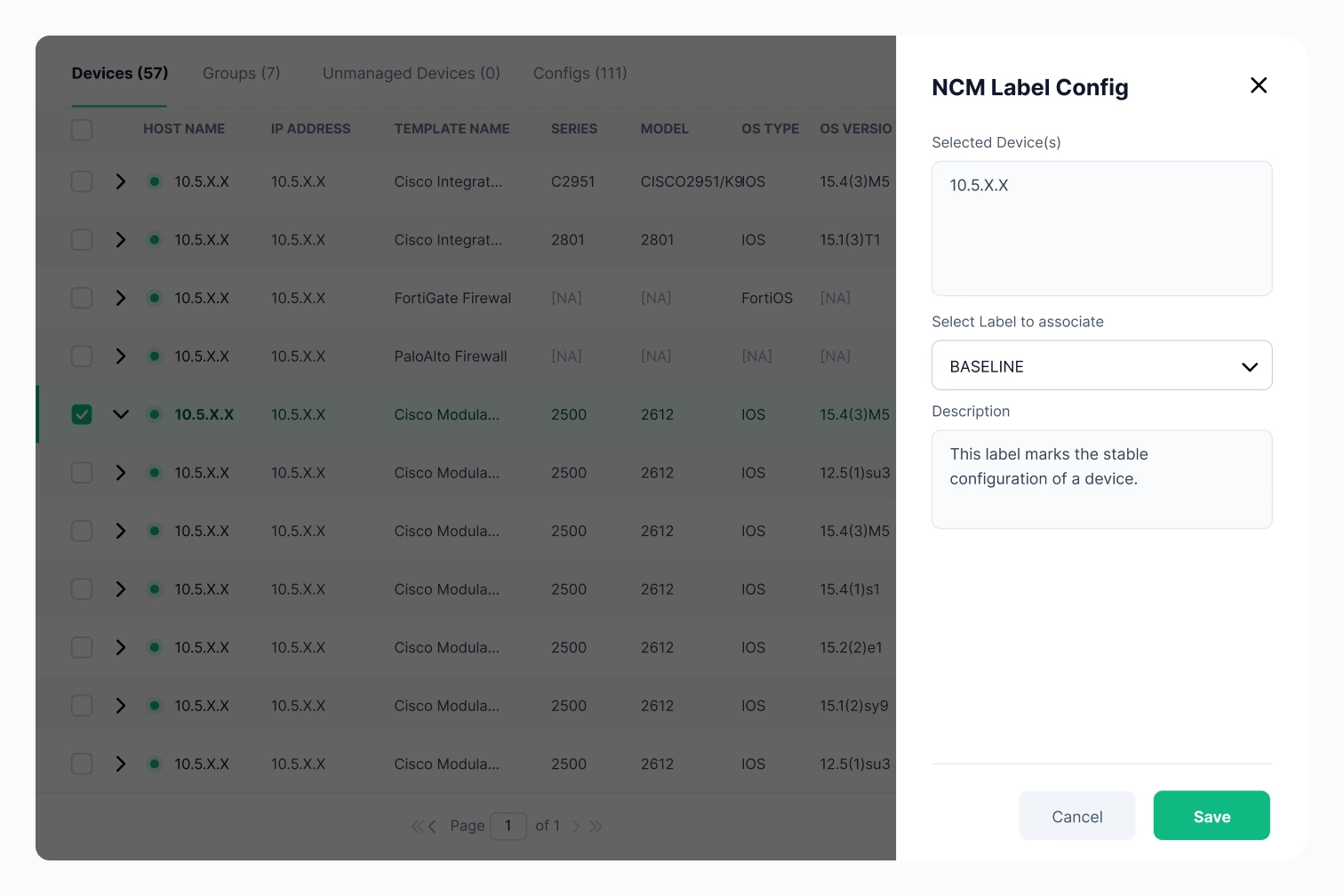 Custom baseline configuration