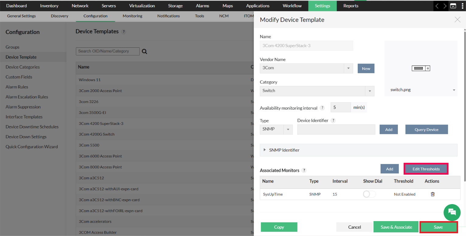 Bulk Template Association | ManageEngine OpManager