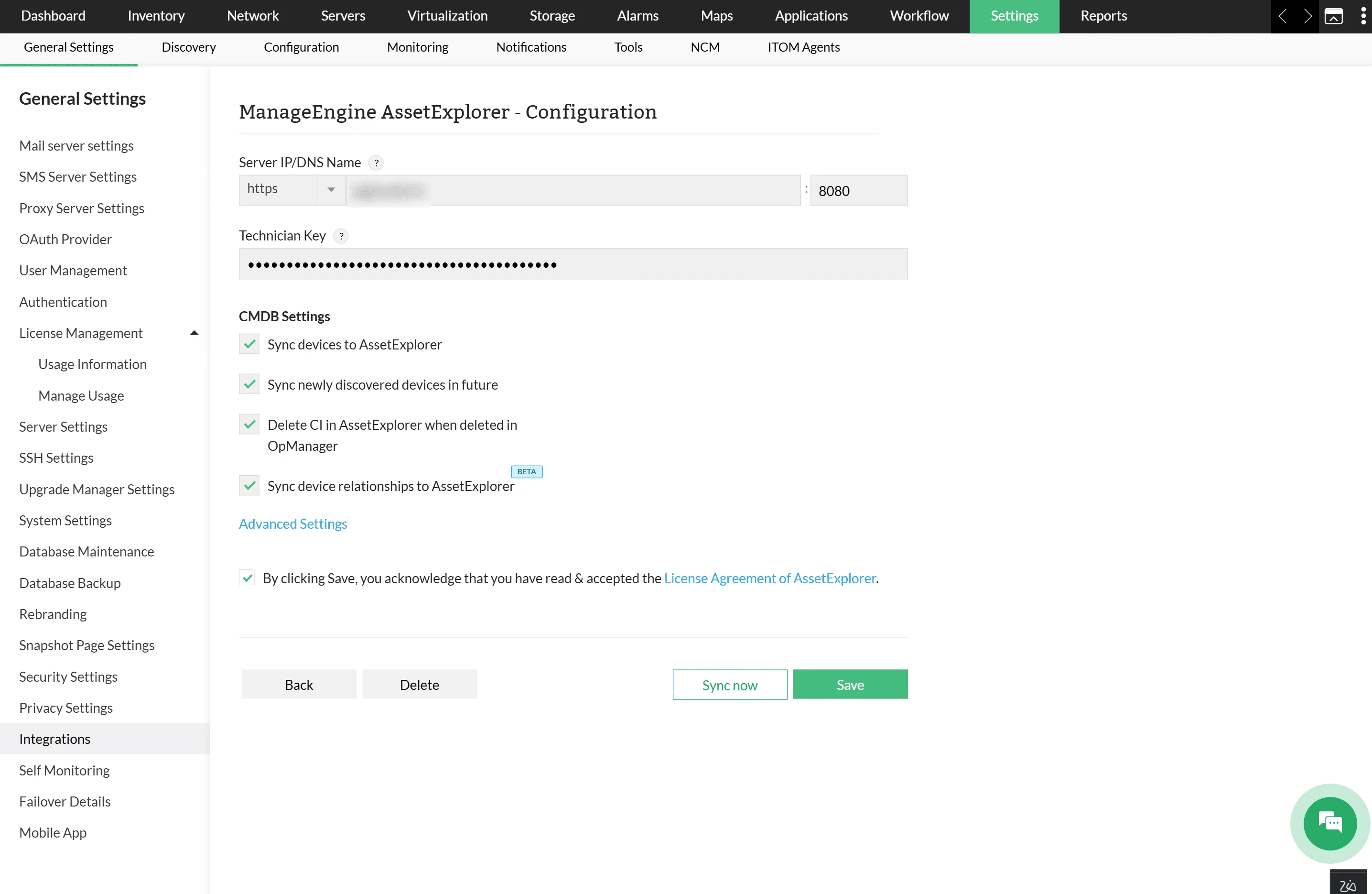 Opmanager-AssetExplorer integration