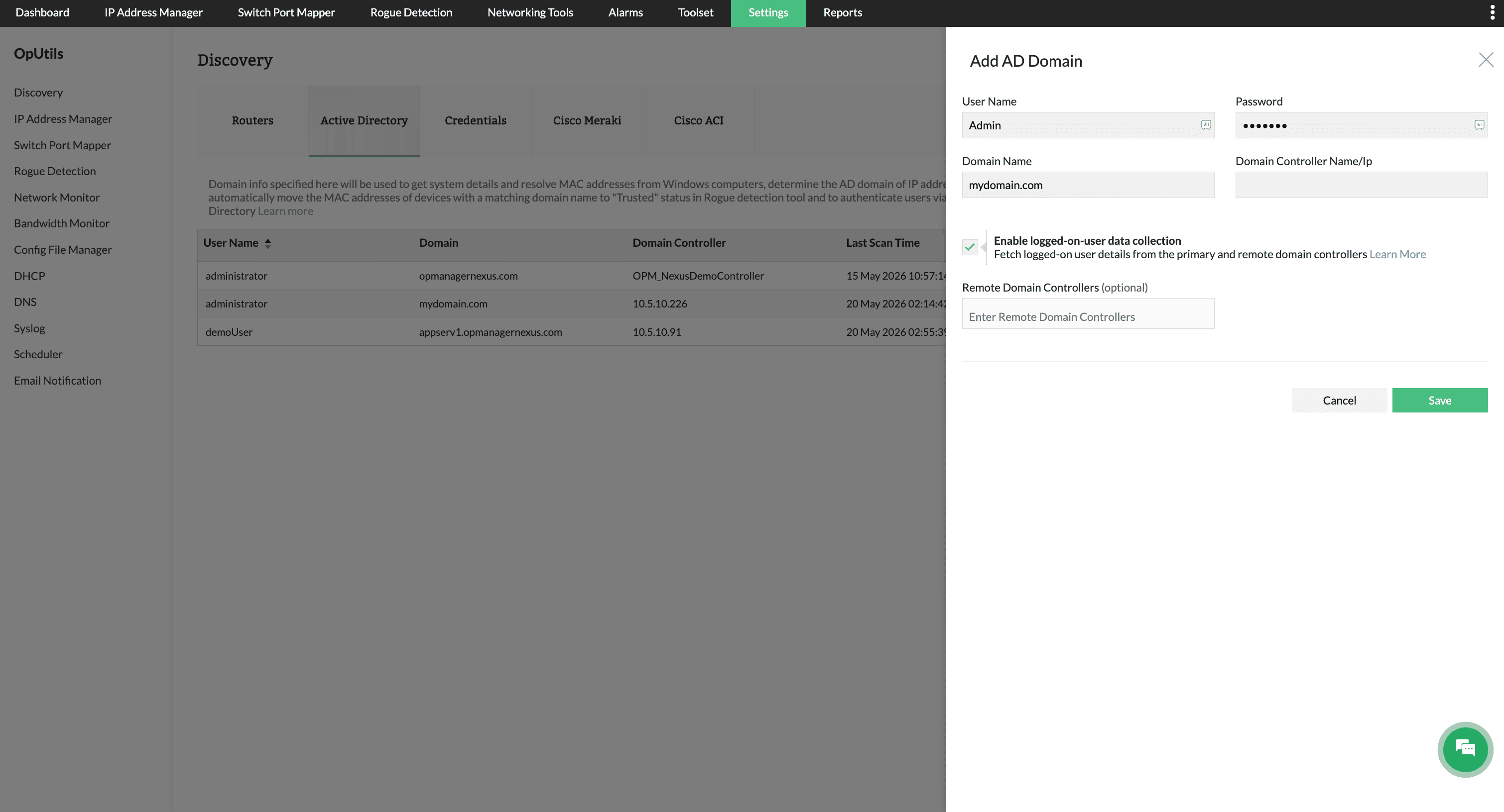 AD integration - ManageEngine OpUtils