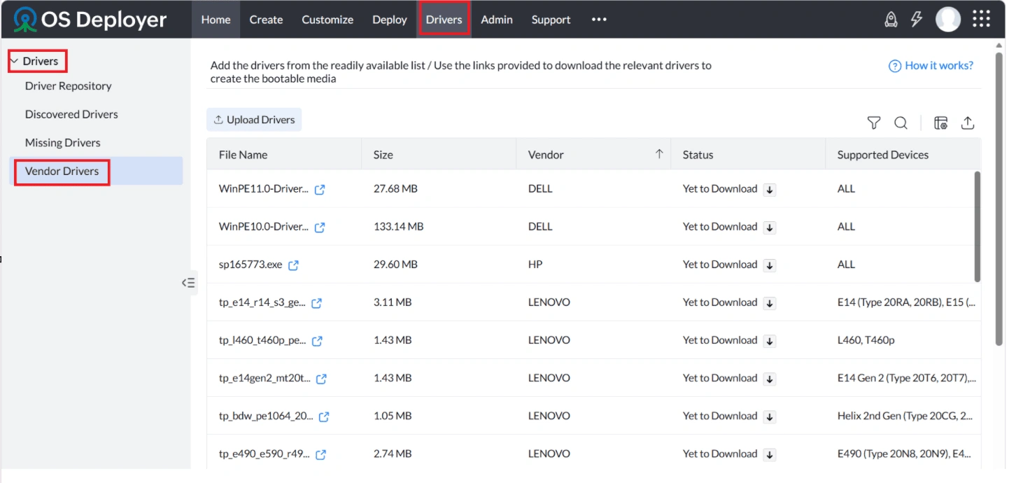 download-driver-nav Navigation option to download driver