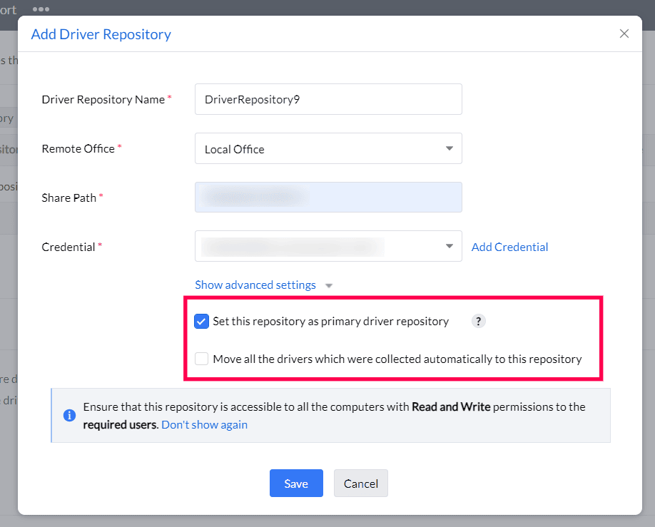Set repository as primary driver