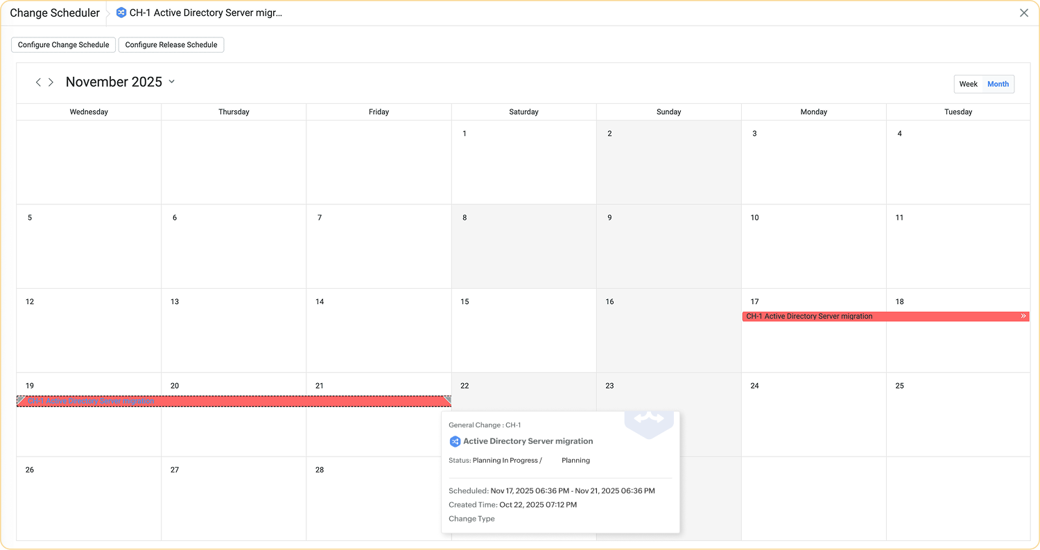 Schedule changes and releases with clear calendar visibility