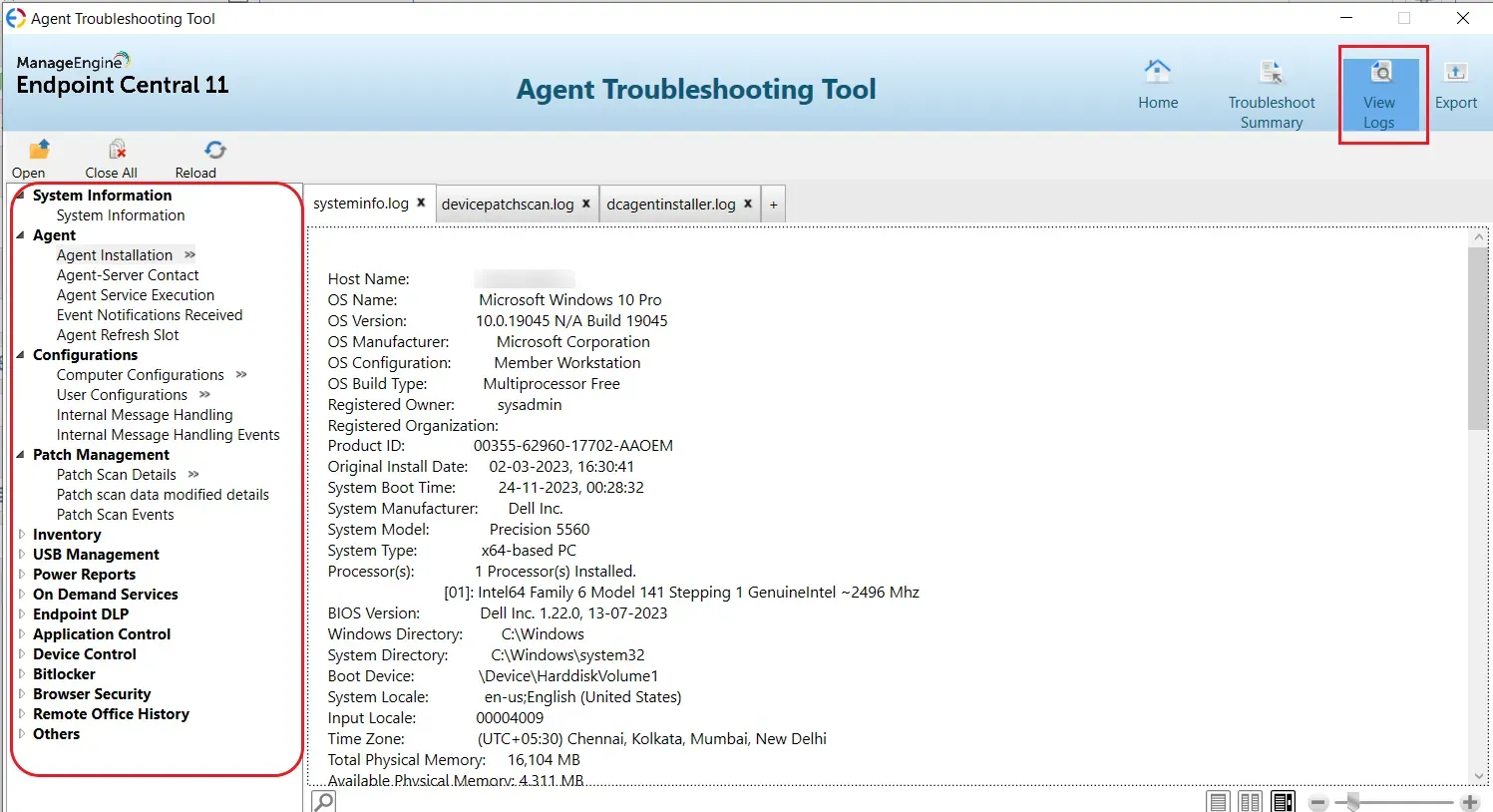 View Logs in Troubleshooting Tool View Logs in Troubleshooting Tool