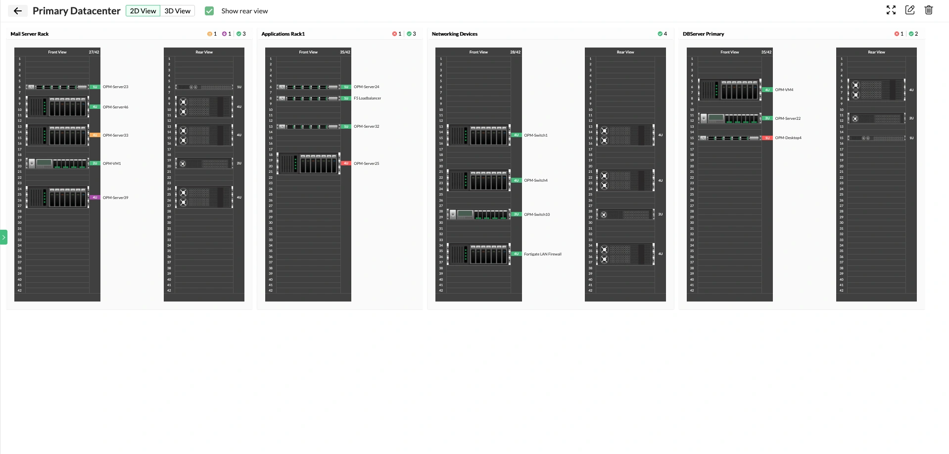 Datacenter monitoring in OpManager: Datacenter visualization with floor views