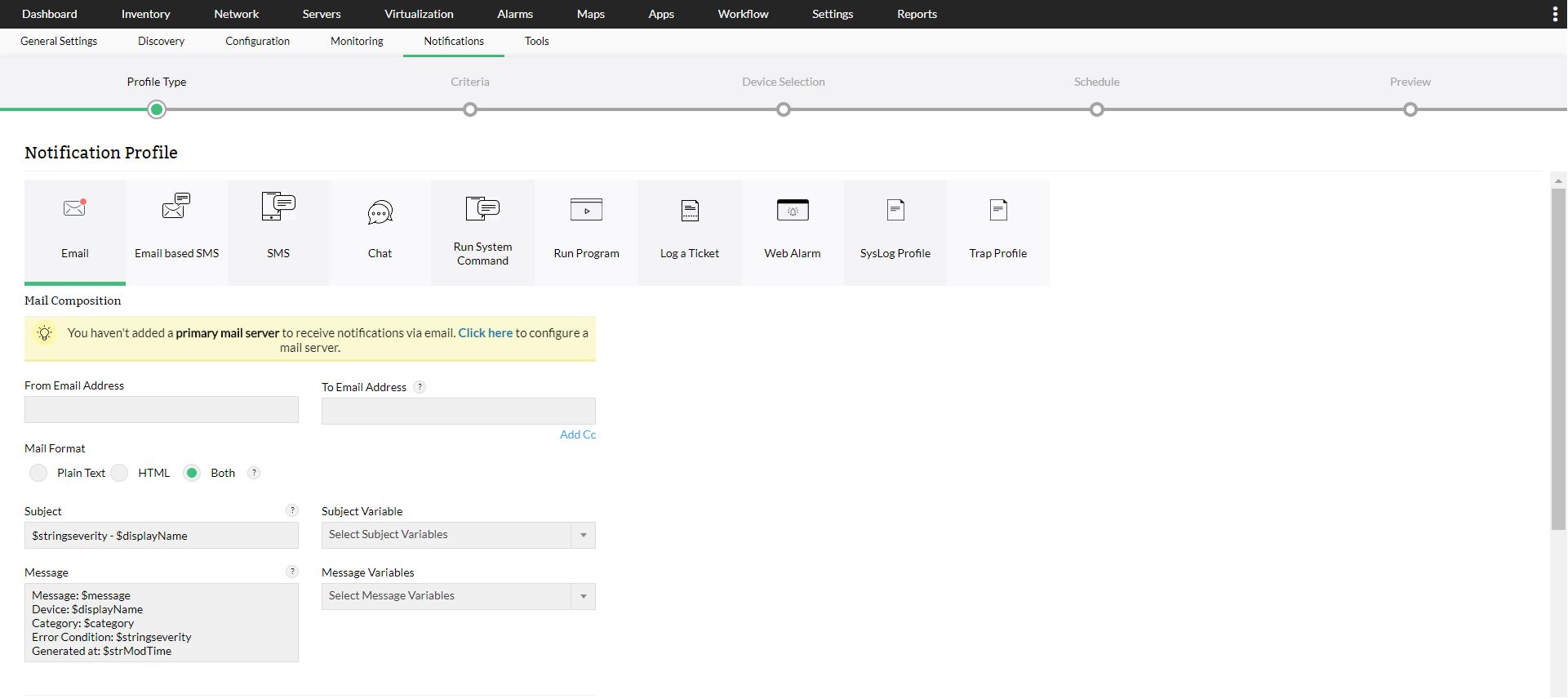 Citrix XenServer Monitoring in OpManager: Instant fault notification via email/SMS
