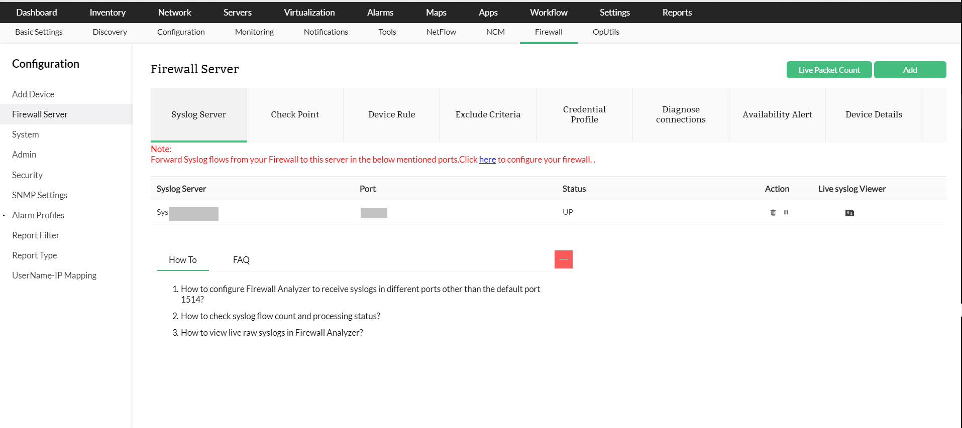 Firewall management - ManageEngine OpManager