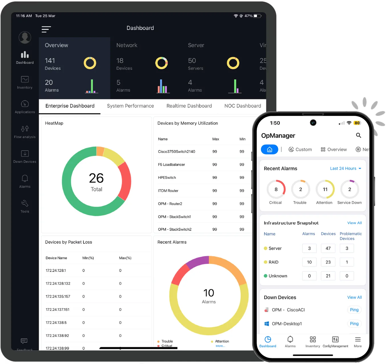 OpManger Android and iPhone App