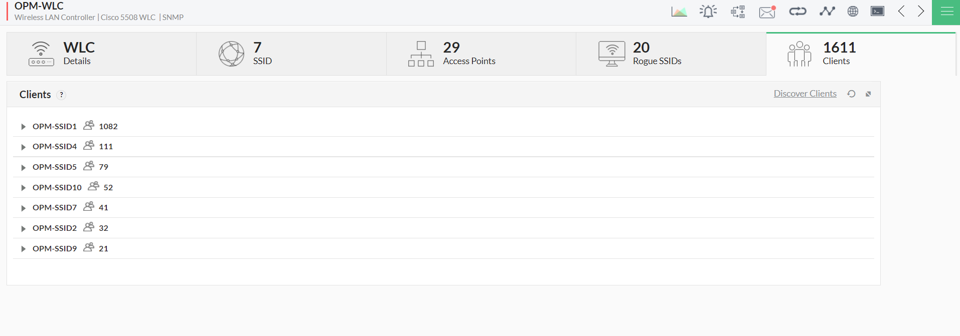 WLC monitoring in OpManager: Cisco WLC Monitor Clients
