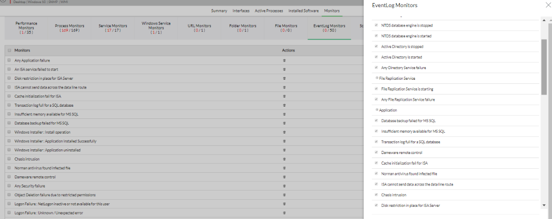 WMI Monitoring in OpManager: Windows Event Logs monitoring