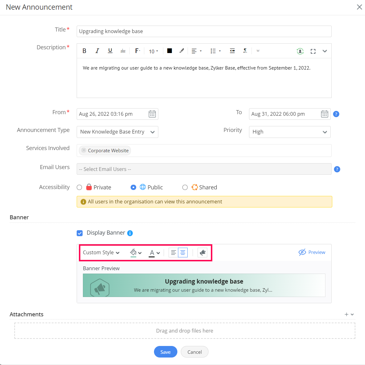 Announcement Banner style