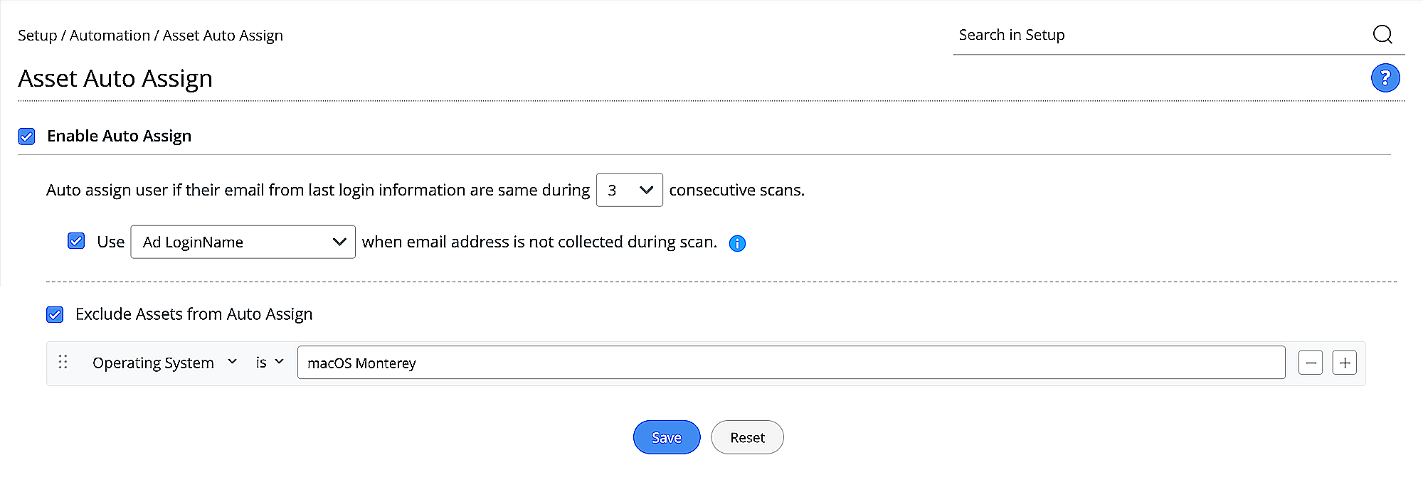 Auto-assign user for assets