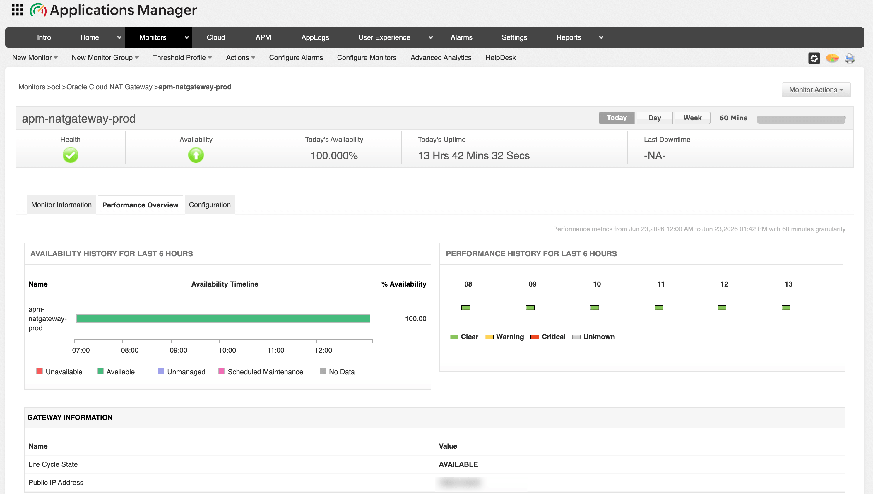 Oracle Cloud NAT Gateway Monitor - ManageEngine Applications Manager