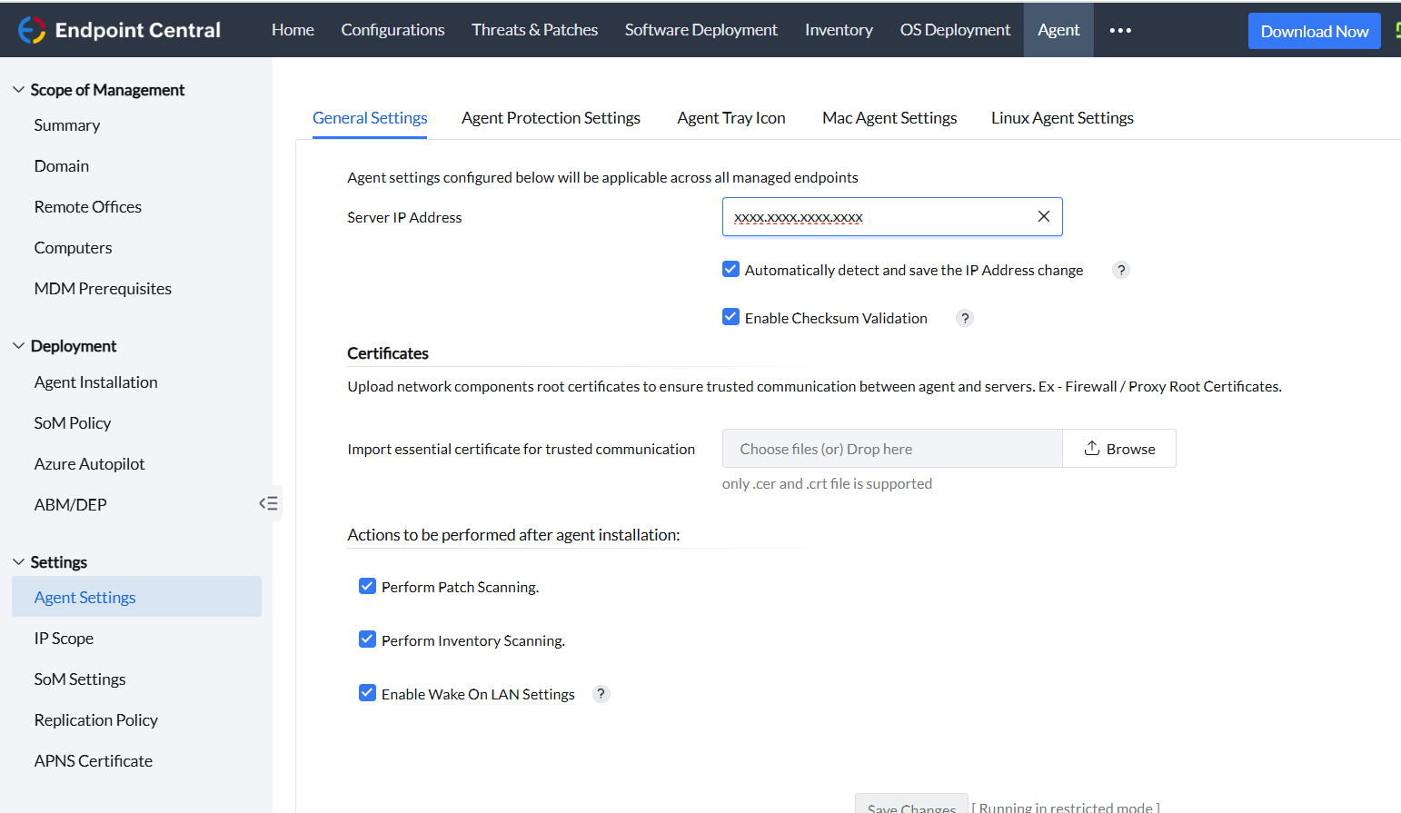 how to configure agent settings