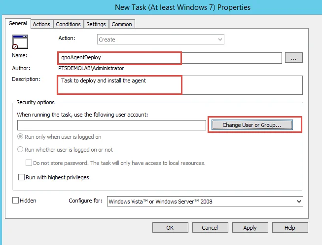 Create an Immediate Task Creating a new Immediate Task under Scheduled Tasks in the Group Policy editor