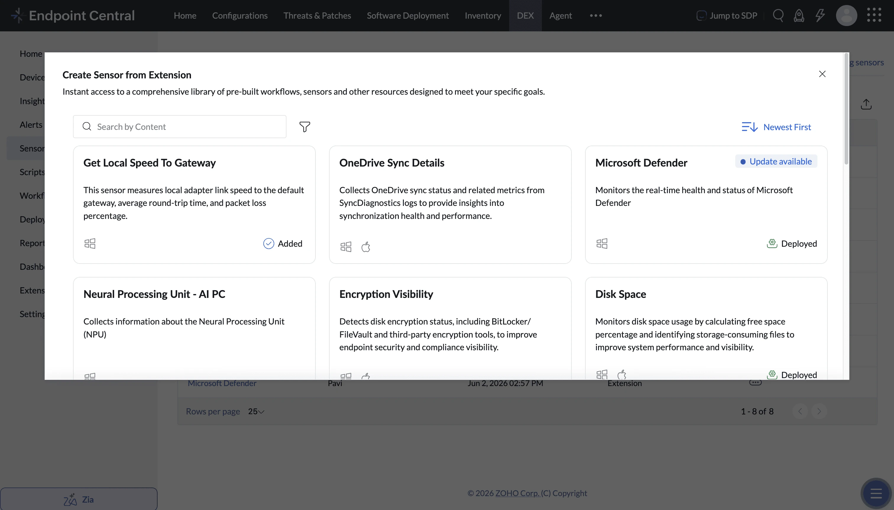 Create Sensor from Extension library in Endpoint Central Create Sensor from Extension library in Endpoint Central