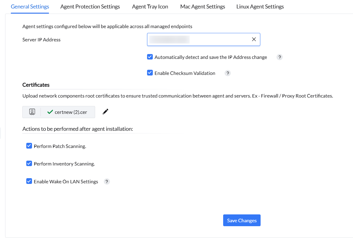 general settings in agent settings