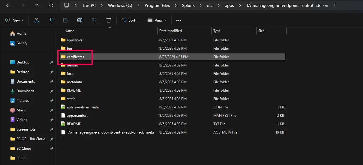 Create Certificates Folder Create Certificates Folder