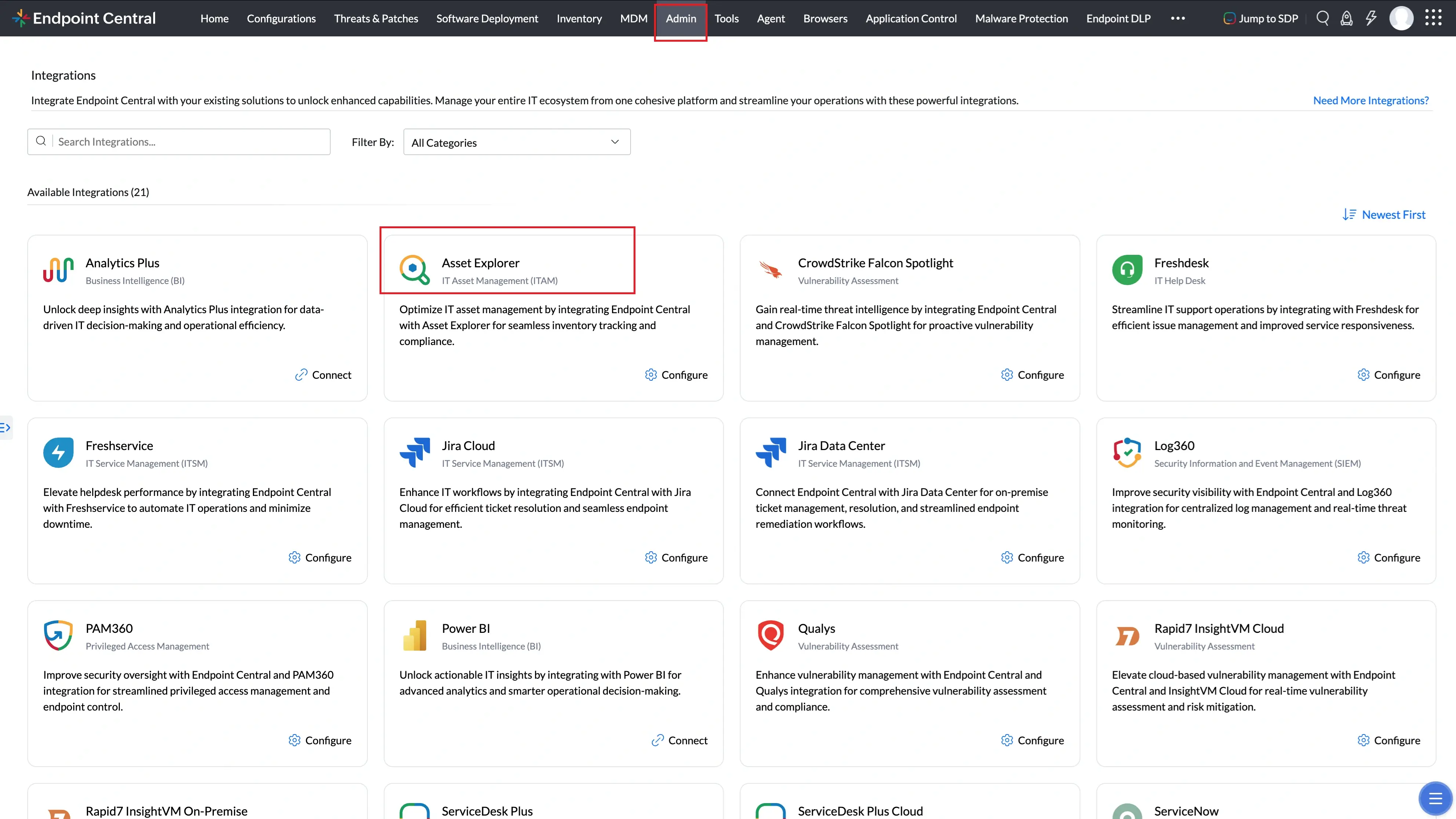 Search and select AssetExplorer