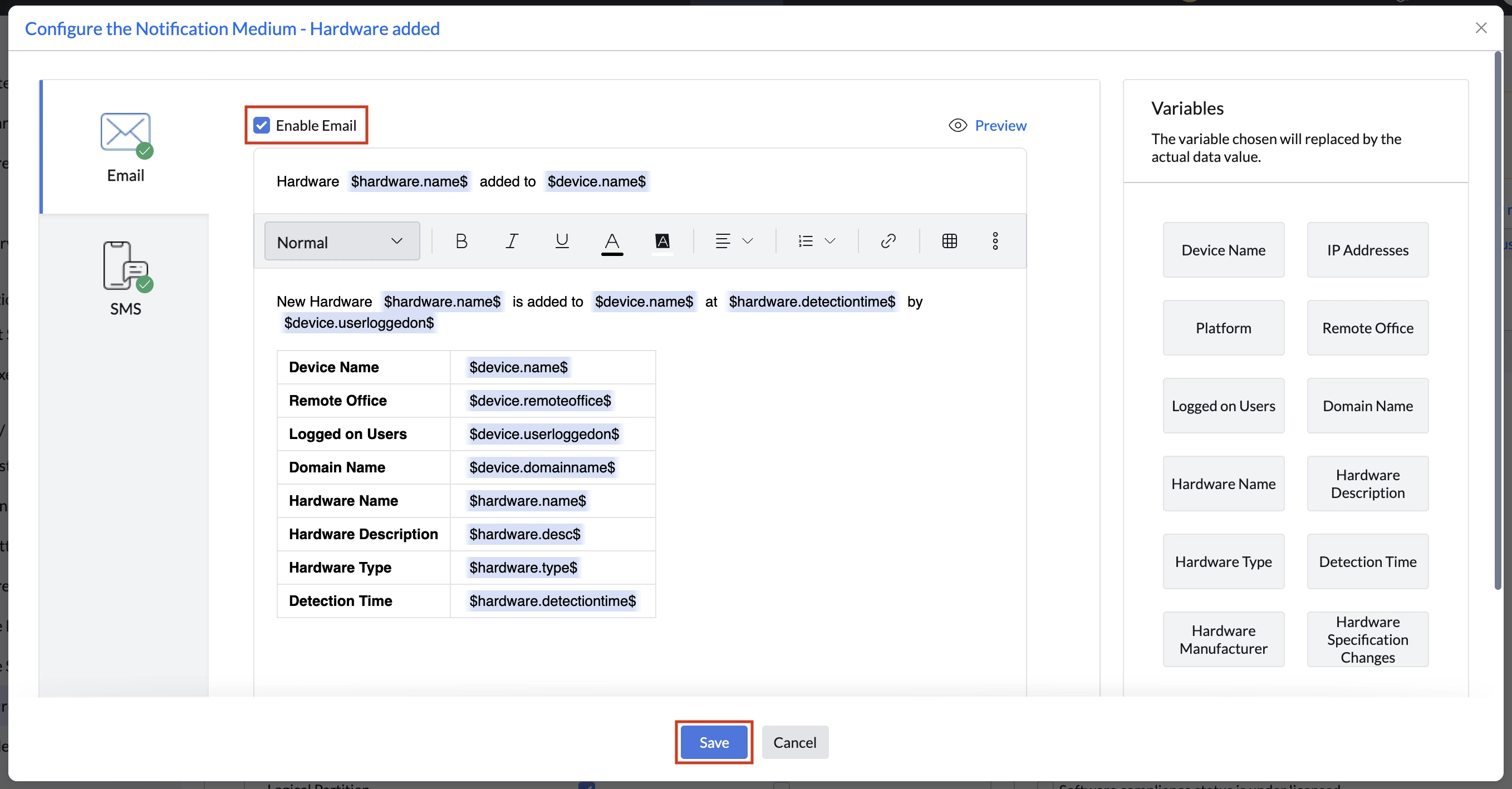 Configuring Email Alert