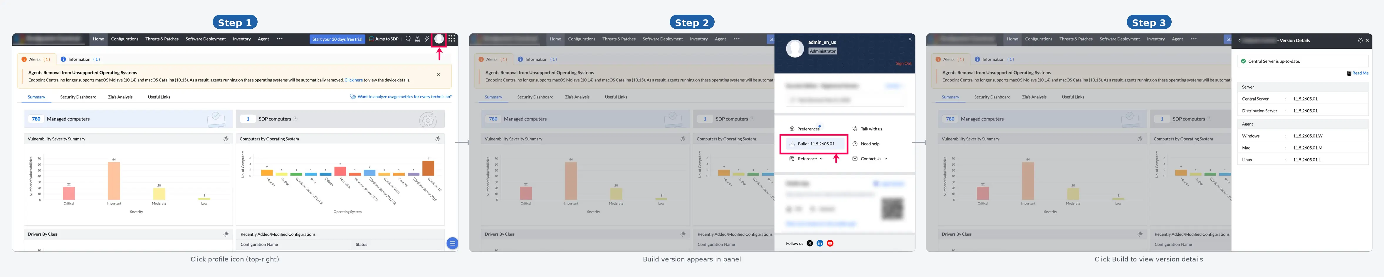 Check your current build number under profile icon Check your current build number under profile icon