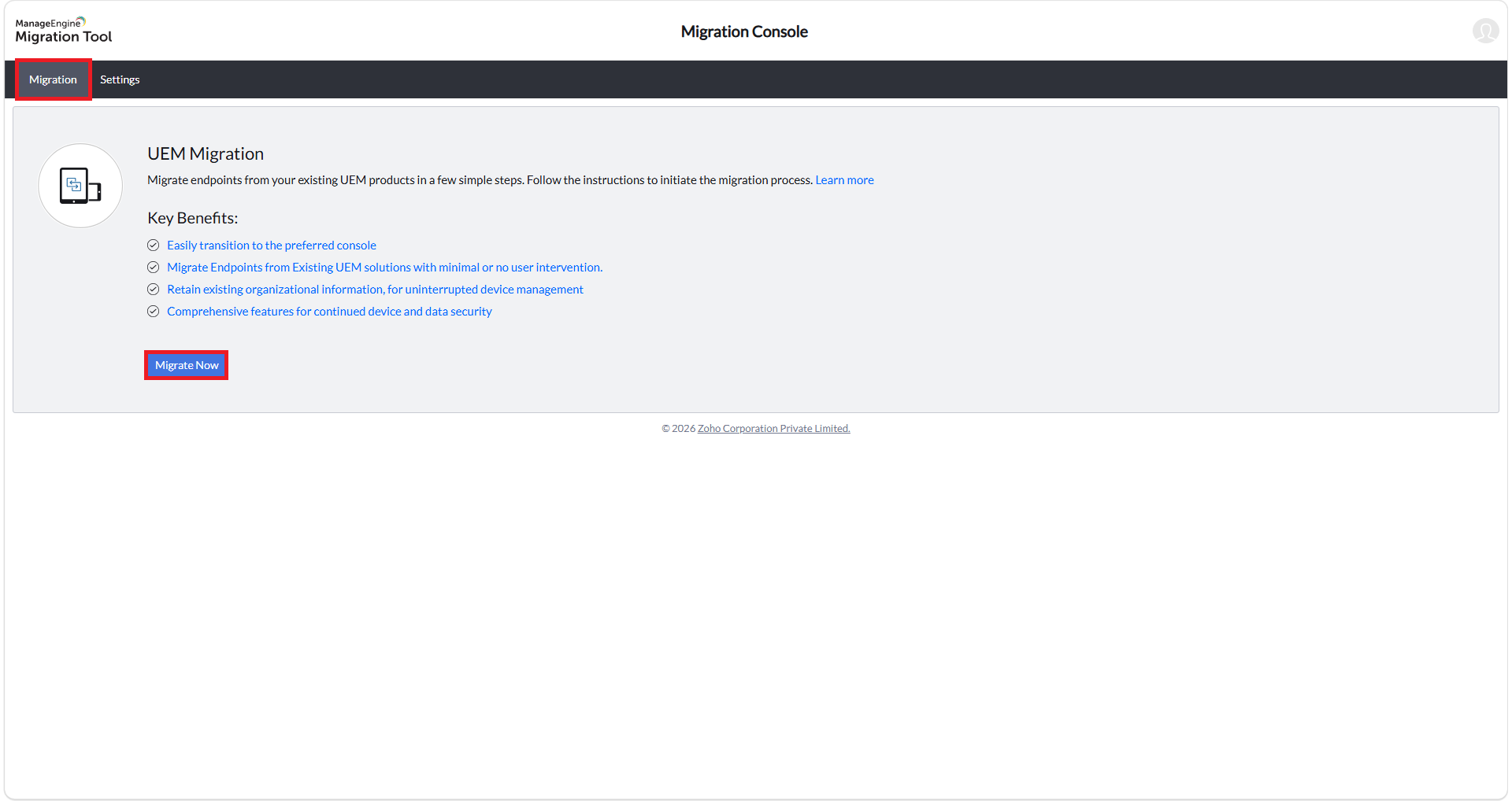 Migration Tool - Migrate Now
