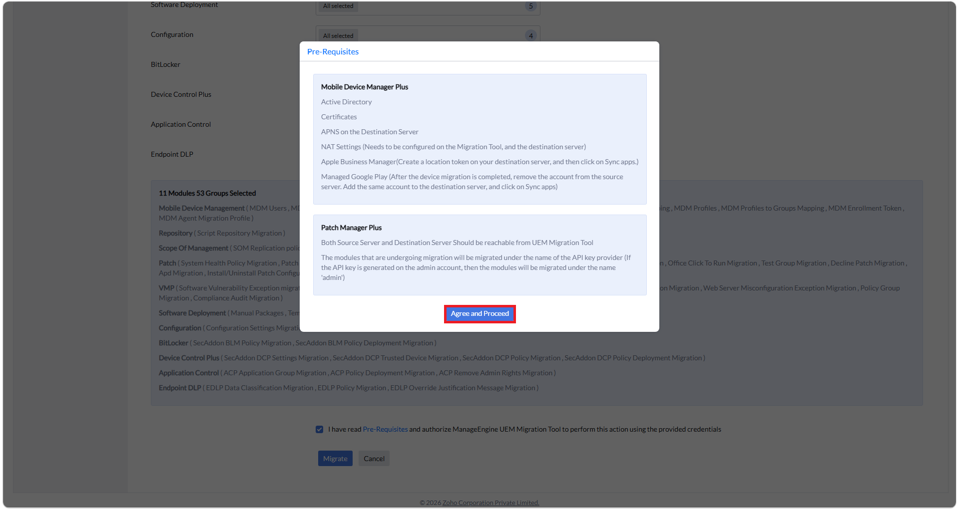 Migration Tool - Module Prerequisites