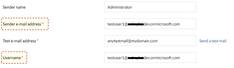 Mail server OAuth settings when Username and Sender Email Address are the same Mail server OAuth settings when Username and Sender Email Address are the same
