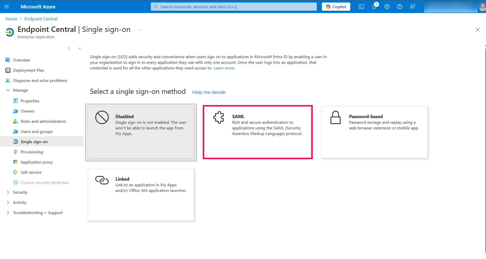 SAML Authentication settings for Azure SAML Authentication settings for Azure